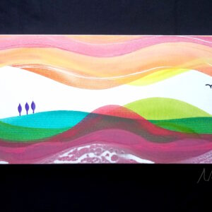 Tableau abstrait courbes couleurs monde de l'enfance