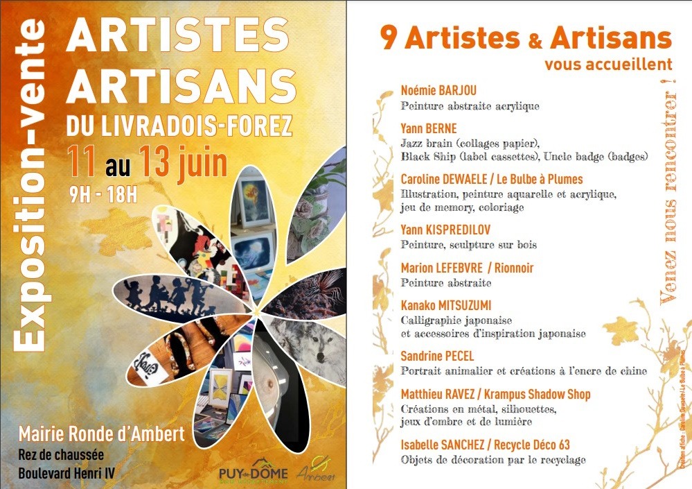 affiche de l'exposition à la mairie d'ambert de juin 2026